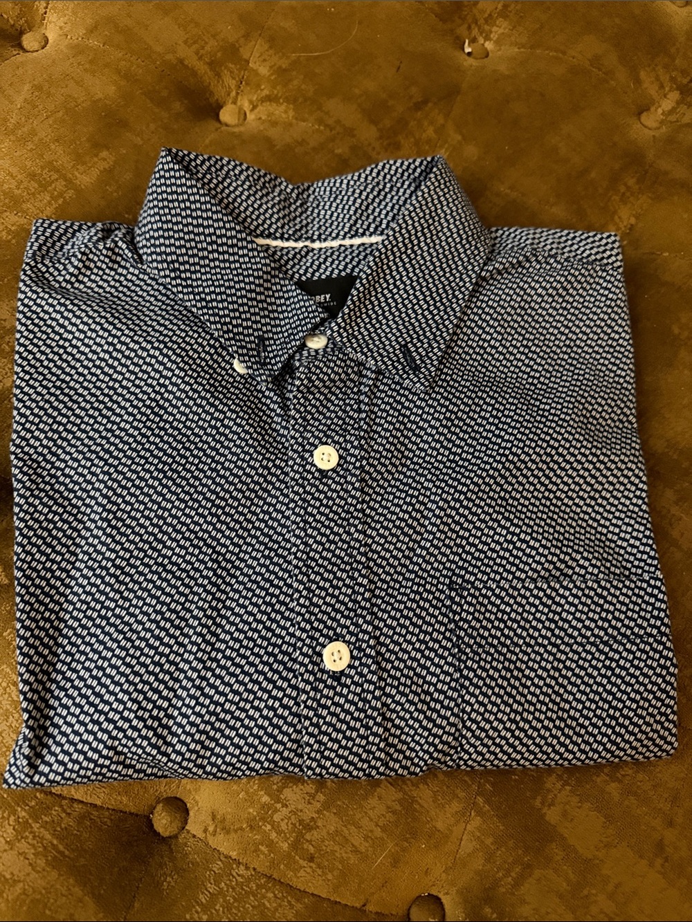 Obey Navy White Micro-Pattern Button-Down Shirt